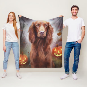 Halloween Irish Red Setter met pompoenen eng Fleece Deken