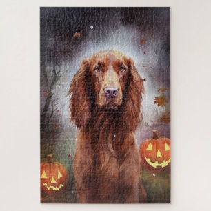 Halloween Irish Red Setter met pompoenen eng Legpuzzel