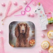 Halloween Irish Red Setter met pompoenen eng Papieren Bordje (Feest)