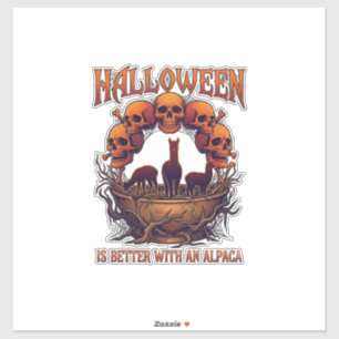 Halloween Is Beter Alpaca Oranje Schedels Spinnenw Sticker