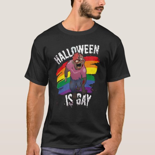 Halloween is gay pride zombie luie kostuum t-shirt (Voorkant)