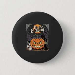 Halloween Is het Seizoen Pompoen Kat Ontwerp_1 Ronde Button 5,7 Cm