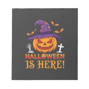 Halloween Is Hier Heks Pompoen Vector Notitieblok