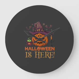 Halloween Is Hier Pompoen Heksenhoed Magische Kete Grote Klok
