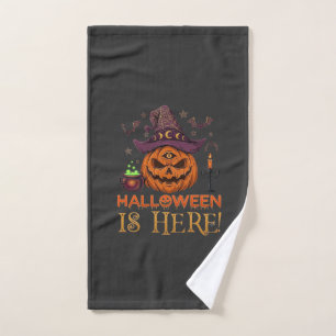 Halloween Is Hier Pompoen Heksenhoed Magische Kete Handdoek