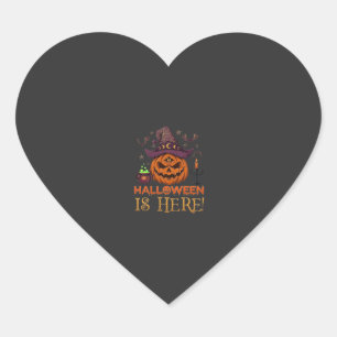 Halloween Is Hier Pompoen Heksenhoed Magische Kete Hart Sticker