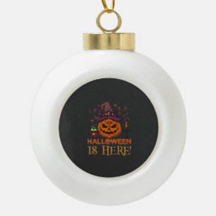 Halloween Is Hier Pompoen Heksenhoed Magische Kete Keramische Bal Ornament