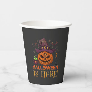 Halloween Is Hier Pompoen Heksenhoed Magische Kete Papieren Bekers