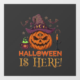 Halloween Is Hier Pompoen Heksenhoed Magische Kete Raamsticker