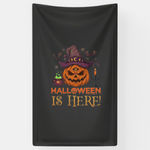 Halloween Is Hier Pompoen Heksenhoed Magische Kete Spandoek