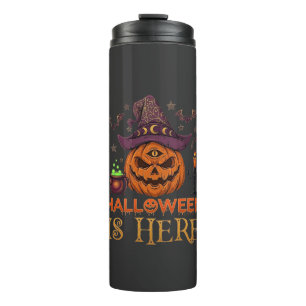 Halloween Is Hier Pompoen Heksenhoed Magische Kete Thermosbeker