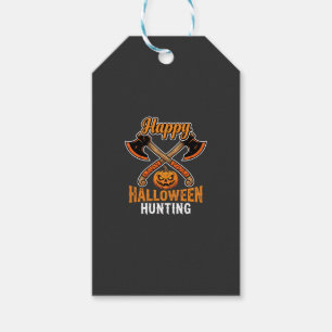 Halloween Jacht Gekruiste Bijlen Jack O Lantern Cadeaulabel
