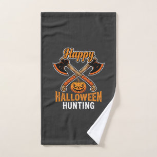 Halloween Jacht Gekruiste Bijlen Jack O Lantern Handdoek