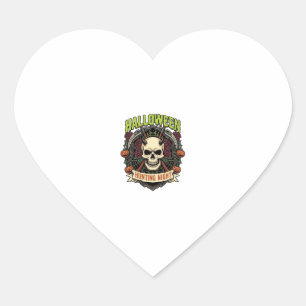 Halloween Jacht Nacht Gehoornde Schedel Rozen Pomp Hart Sticker