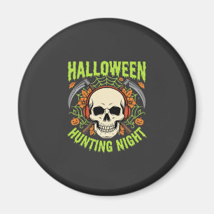 Halloween Jacht Nacht Schedel Zeis Vector Ontwerp Magneet