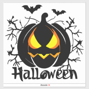 Halloween Jack-o-lantaarn en vleermuizen Sticker