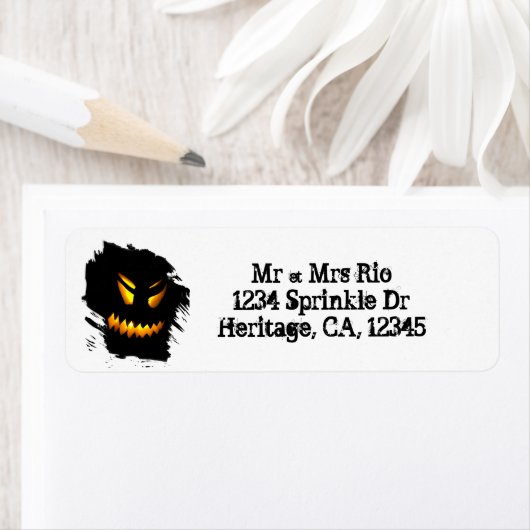 Halloween Jack-O-Lantaarn Face Address Label (Insitu)