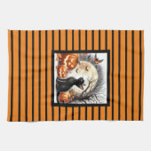 Halloween Jack O lantaarn pompoen en kat Theedoek (Horizontaal)