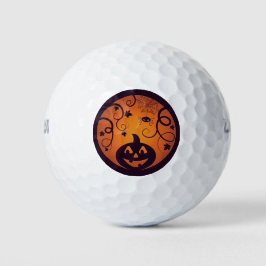 Halloween Jack o lantaarn pompoen gezicht en spin Golfballen (Voorkant)