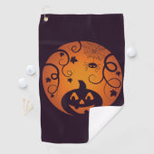 Halloween Jack o lantaarn pompoen gezicht en spin Golfhanddoek (Insitu)
