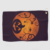 Halloween Jack o lantaarn pompoen gezicht en spin Golfhanddoek (Horizontaal)