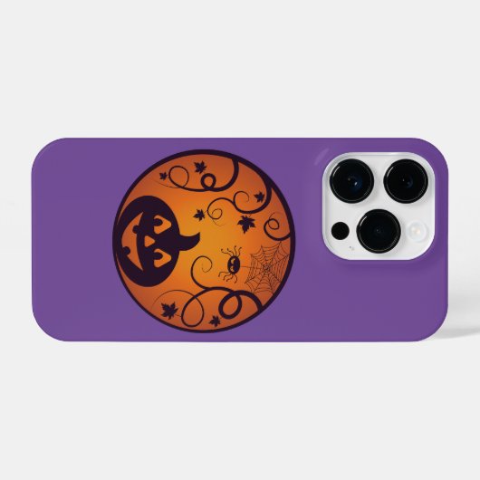Halloween Jack o lantaarn pompoen gezicht en spin iPhone Hoesje (Achterkant horizontaal)
