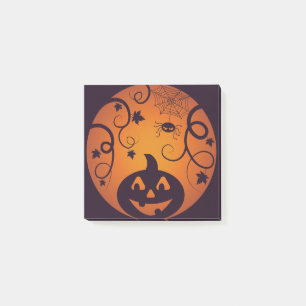 Halloween Jack o lantaarn pompoen gezicht en spin Post-it® Notes