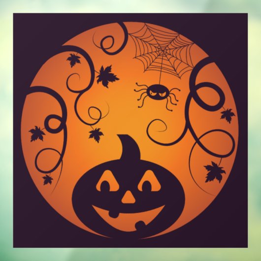 Halloween Jack o lantaarn pompoen gezicht en spin Raamsticker (Vel 3)