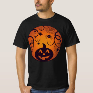 Halloween Jack o lantaarn pompoen gezicht en spin T-shirt
