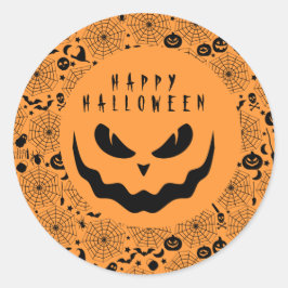 Halloween Jack O lantaarn pompoen griezelig gezich Ronde Sticker