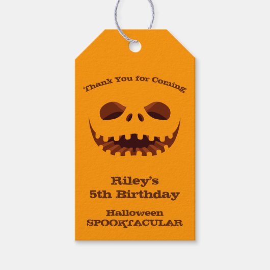 Halloween Jack o' Lantern Birthday Party Favor Cadeaulabel (Voorkant)
