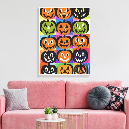 Halloween Jack-o-Lantern Canvas Afdruk (Insitu (Woonkamer))