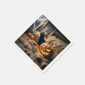 Halloween Jack-o-Lantern en Cat In Barn Servet (Hoek)