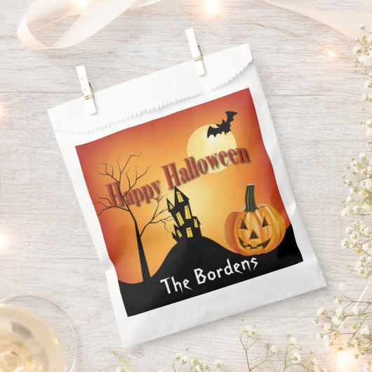 Halloween Jack O' Lantern en Haunted House Bedankzakje (Geknipt)