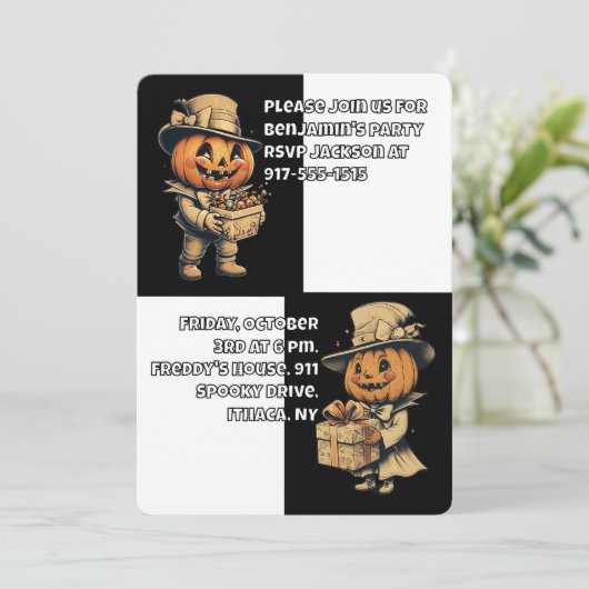 Halloween Jack o Lantern in het zwart Kaart (Staand voorkant)