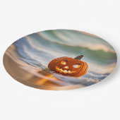 Halloween Jack-o-Lantern op het strand Papieren Bordje (Gekanteld)