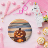 Halloween Jack-o-Lantern op het strand Papieren Bordje (Feest)