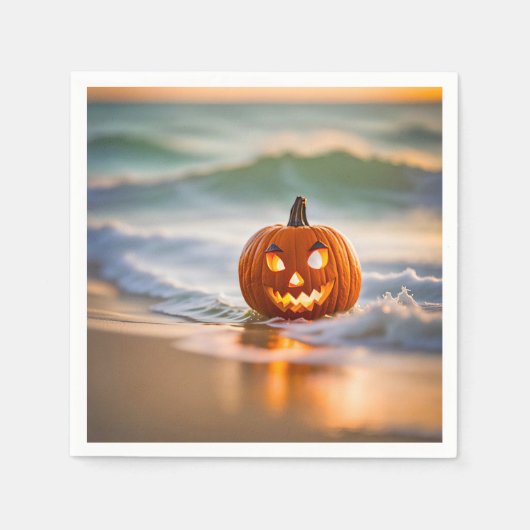 Halloween Jack-o-Lantern op het strand Servet (Voorkant)