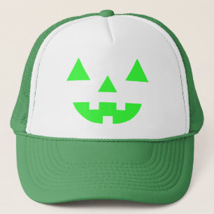 Halloween Jack O Lantern Pompoen Gezicht Groen Trucker Pet
