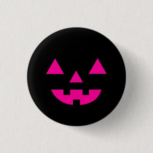Halloween Jack O Lantern Pompoen Gezicht Roze Ronde Button 3,2 Cm