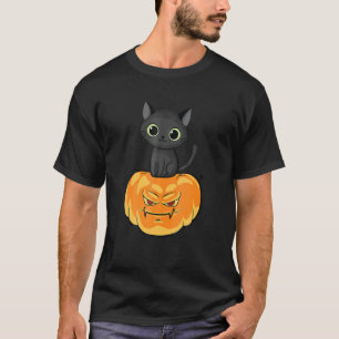 Halloween Jack O Lantern Pompoen Kat Volle Maan T-shirt