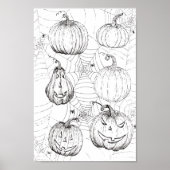 Halloween Jack-o'-lantern Pompoenen Kleurplaat Poster (Voorkant)