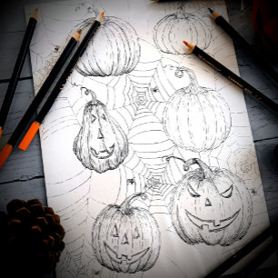 Halloween Jack-o'-lantern Pompoenen Kleurplaat Poster