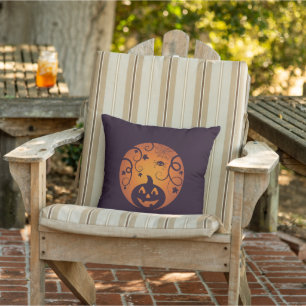 Halloween Jack o lantern pompoengezicht en spin Buitenkussen