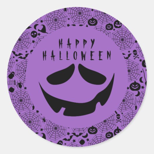 Halloween Jack O Lantern Pumpkin Face Ronde Sticker (Voorkant)