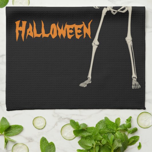 Halloween Jack O' Lantern Skeleton Decoratief Theedoek (Gevouwen)