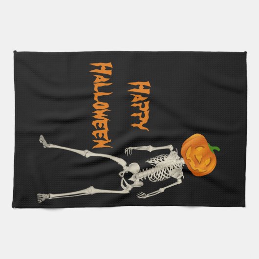 Halloween Jack O' Lantern Skeleton Decoratief Theedoek (Horizontaal)