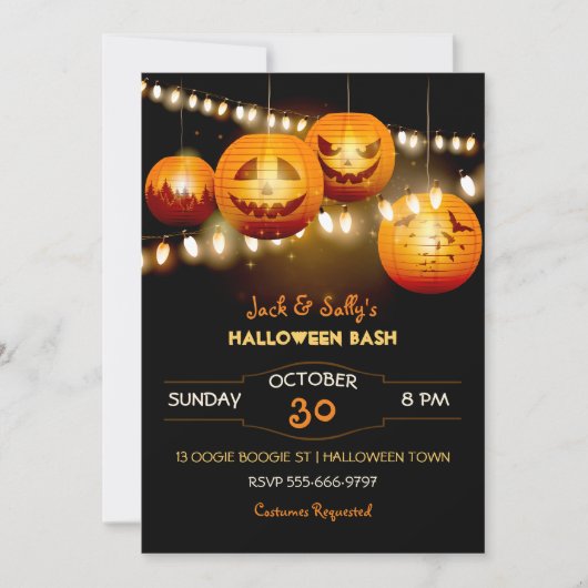 Halloween Jack O Lantern String Lights Kaart (Voorkant)