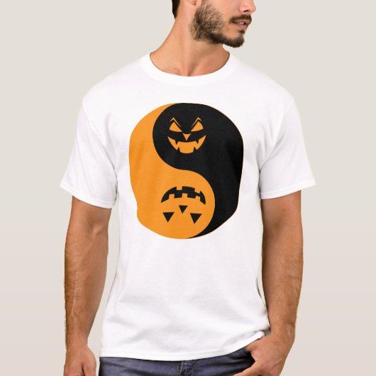 Halloween Jack o-lantern Yin Yang T-shirt (Voorkant)