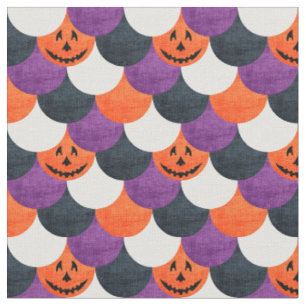 Halloween Jack-o'-Lantern Zeemeermin Schubben Patr Stof